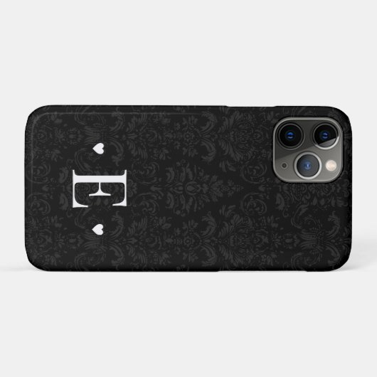 Minimale zwarte hartafhankelijke Initiaal Monogram Case-Mate iPhone Case (Achterkant (horizontaal))