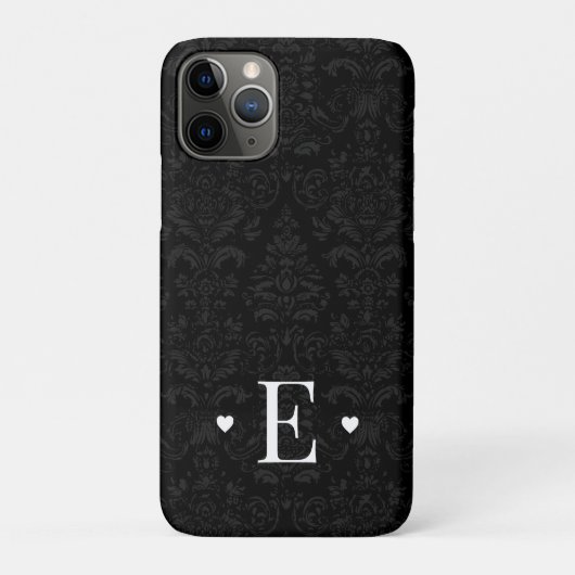 Minimale zwarte hartafhankelijke Initiaal Monogram Case-Mate iPhone Case (Achterkant)