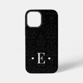 Minimale zwarte hartafhankelijke Initiaal Monogram iPhone Hoesje (Achterkant)