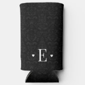 Minimale zwarte hartafhankelijke Initiaal Monogram Seltzer Blikjeskoeler (Voorkant)