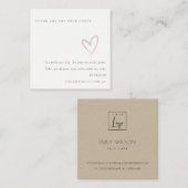 Minimale zwarte hartslag Logo Hartelijk dank voor  Vierkante Visitekaartje (Voorkant / Achterkant)