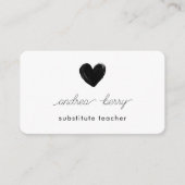 Minimale zwarte hartvervangende leraar visitekaartje (Voorkant)