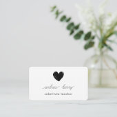 Minimale zwarte hartvervangende leraar visitekaartje (Staand voorkant)