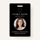 Minimale zwarte ID Aangepast monogram Logo en foto Badge (Voorkant)