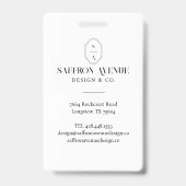 Minimale zwarte ID aangepaste monogramlogo & foto Badge (Achterkant)