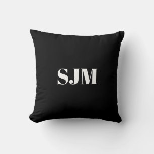 Minimale zwarte initialen voor aangepaste monogram kussen