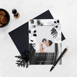 Minimale zwarte Japandi-stijlfoto voor Kerstmis Feestdagenkaart