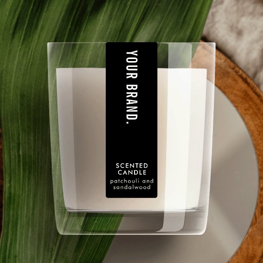 Minimale zwarte kaarsenpot dun Verticaal Waterdich Labels