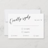 Minimale zwarte kalligrafie bruiloft-keuze RSVP Kaartje (Voorkant)