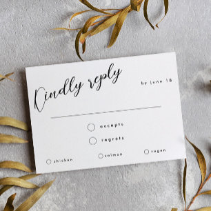 Minimale zwarte kalligrafie bruiloft-keuze RSVP Kaartje