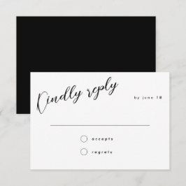 Minimale zwarte kalligrafie-bruiloft RSVP kaartje