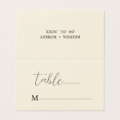 Minimale zwarte kalligrafie op beige achtergrond visitekaartje (Buitenkant ongevouwen)
