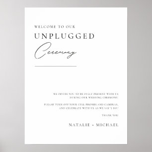 Minimale zwarte kalligrafie Unplugged Ceremony Sig Poster