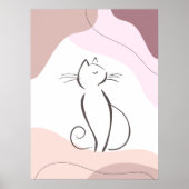 Minimale zwarte kat Boho organische vorm Poster (Voorkant)