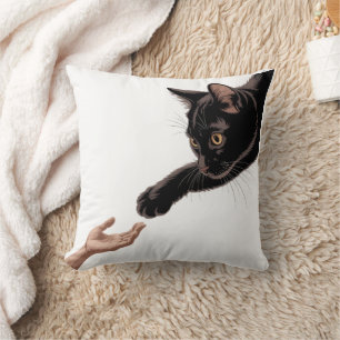 Minimale Zwarte Kat & Menselijke Verbinding Worp K Kussen