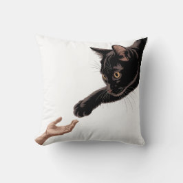 Minimale Zwarte Kat & Menselijke Verbinding Worp K Kussen