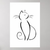 Minimale zwarte kat op wit poster (Voorkant)