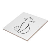 Minimale zwarte kat op wit tegeltje (Zijkant)