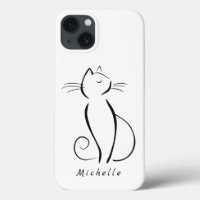 Minimale zwarte kat op wit voeg naam toe