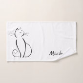 Minimale zwarte kat op witte add-naam bad handdoek (Handdoek)