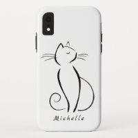 Minimale zwarte kat op witte add-naam