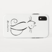 Minimale zwarte kat op witte add-naam Case-Mate iPhone case (Achterkant (horizontaal))