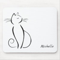 Minimale zwarte kat op witte add-naam