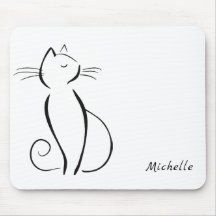 Minimale zwarte kat op witte add-naam