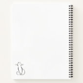 Minimale zwarte kat op witte add-naam notitieboek (Achterkant)