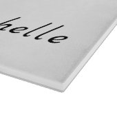 Minimale zwarte kat op witte add-naam snijplank (Hoek)