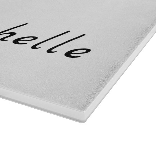 Minimale zwarte kat op witte add-naam snijplank (Hoek)