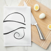 Minimale zwarte kat op witte add-naam theedoek (Quarter Fold)