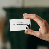 Minimale zwarte kat Peeking Pet Care Service Visitekaartje