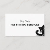 Minimale zwarte kat Peeking Pet Care Service Visitekaartje (Voorkant)