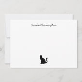 Minimale zwarte kat-platte briefkaart van elegant (Voorkant)