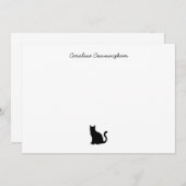 Minimale zwarte kat-platte briefkaart van elegant (Voorkant / Achterkant)
