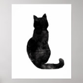 Minimale zwarte kat-Waterverf, modern, eenvoudig P Poster (Voorkant)