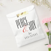 Minimale zwarte kerst voor vrede en vreugde bedankzakje (Gezegeld)