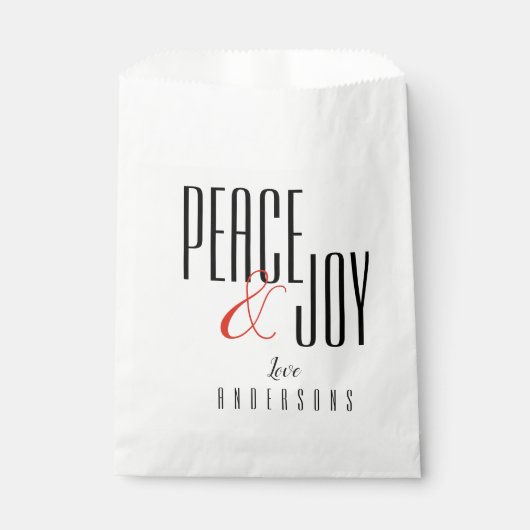 Minimale zwarte kerst voor vrede en vreugde bedankzakje (Voorkant)