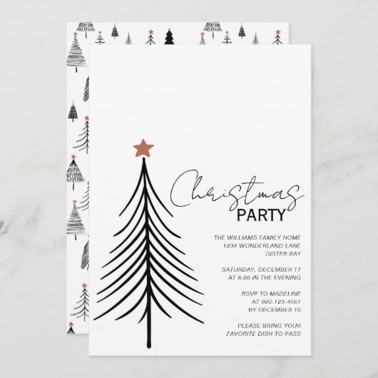 Minimale zwarte kerstfeestdag in Script Kaart (Voorkant / Achterkant)