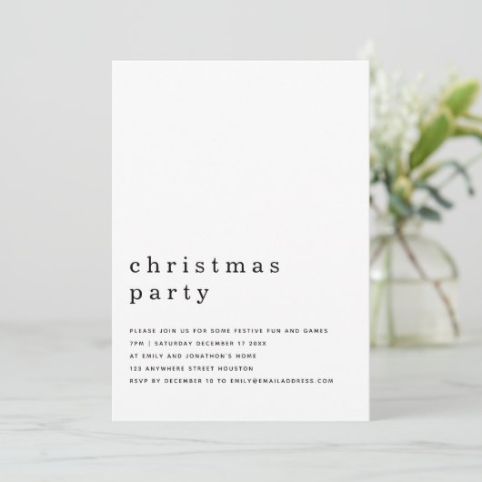 Minimale zwarte kerstfeestdag kaart (Staand voorkant)