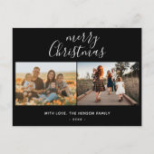 Minimale zwarte kersttijdreeks 2 foto feestdagenkaart (Voorkant)