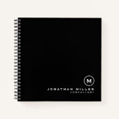 Minimale zwarte klassieke monogram grafiek notitieboek (Voorkant)