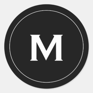 Minimale zwarte klassieke monogram Medallion Ronde Sticker