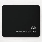 Minimale zwarte klassieke monogram muismat (Voorkant)
