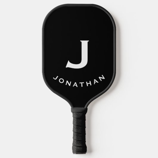 Minimale zwarte klassieke monogram pickleball paddle (Voorkant)