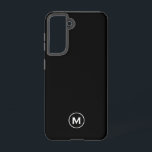 Minimale zwarte klassieke monogram samsung galaxy hoesje<br><div class="desc">Moderne klassieke blokmonogram met zwart-wit monogram medallion.</div>