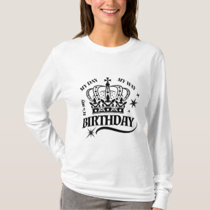 Minimale Zwarte Kroon Verjaardagscitaten Typografi T-shirt