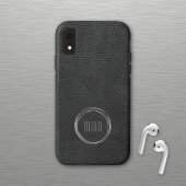 Minimale zwarte lederen kijken zilveren ring Case-Mate iPhone case