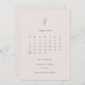 Minimale zwarte lef-roze kalender bespaart de datu save the date (Voorkant / Achterkant)